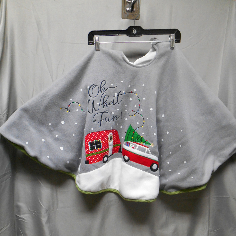 Dyno gray “Oh What Fun” embellished tree skirt